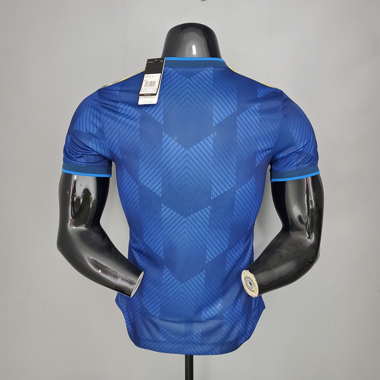 Official Man Utd Manchester United 21-22 Away Blue Soccer Jersey