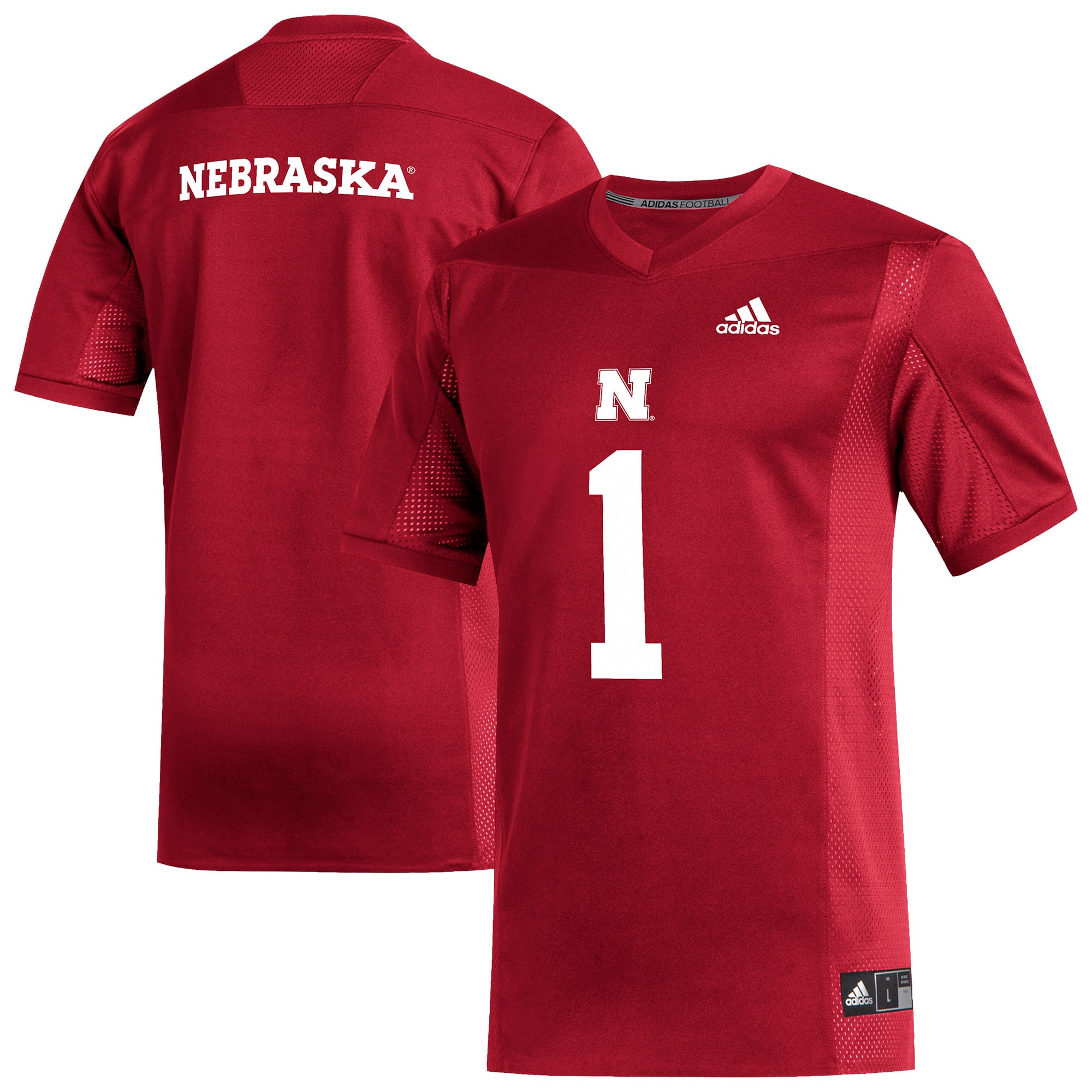 #1 Nebraska Huskers adidas Replica Football Jersey - Scarlet