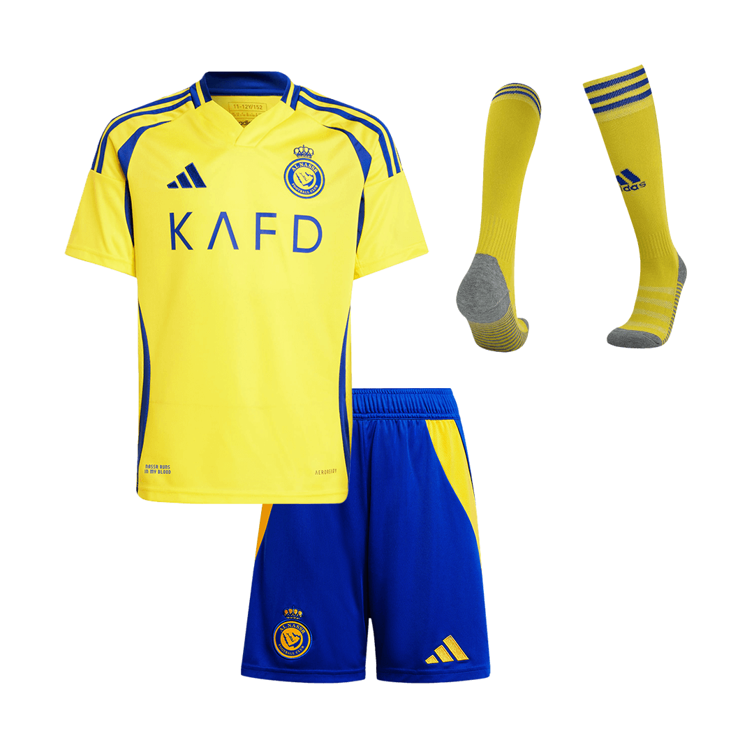 Kid's Al Nassr Home Soccer Jersey Kit(Jersey+Shorts+Socks) 2024/25Auth