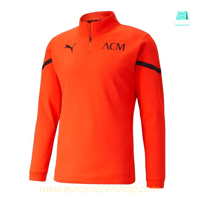2021-2022 AC Milan Pre-Match Half Zip Top (Red)