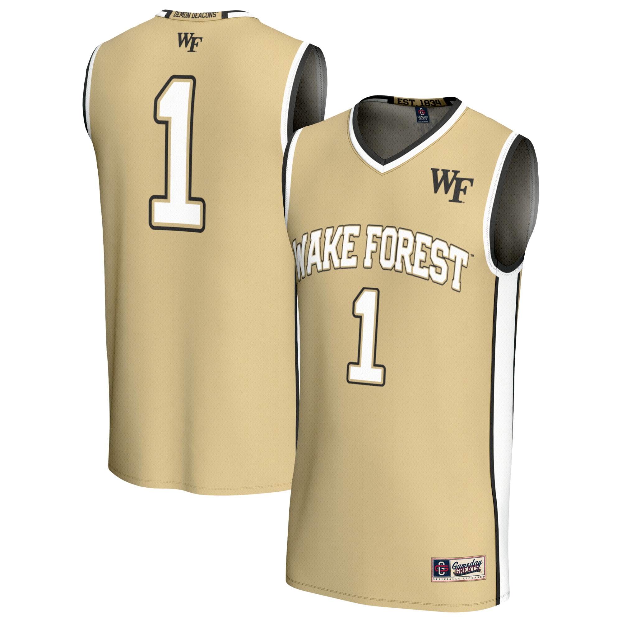 [NJP] Women's Wake Forest Demon Deacons GameDay Greats Lightweight Basketball Fashion Jersey - Gold