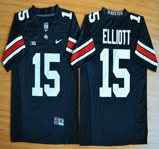 Men's Ohio St Buckeyes Black 2015 authentic Ezekiel Elliott #15 home