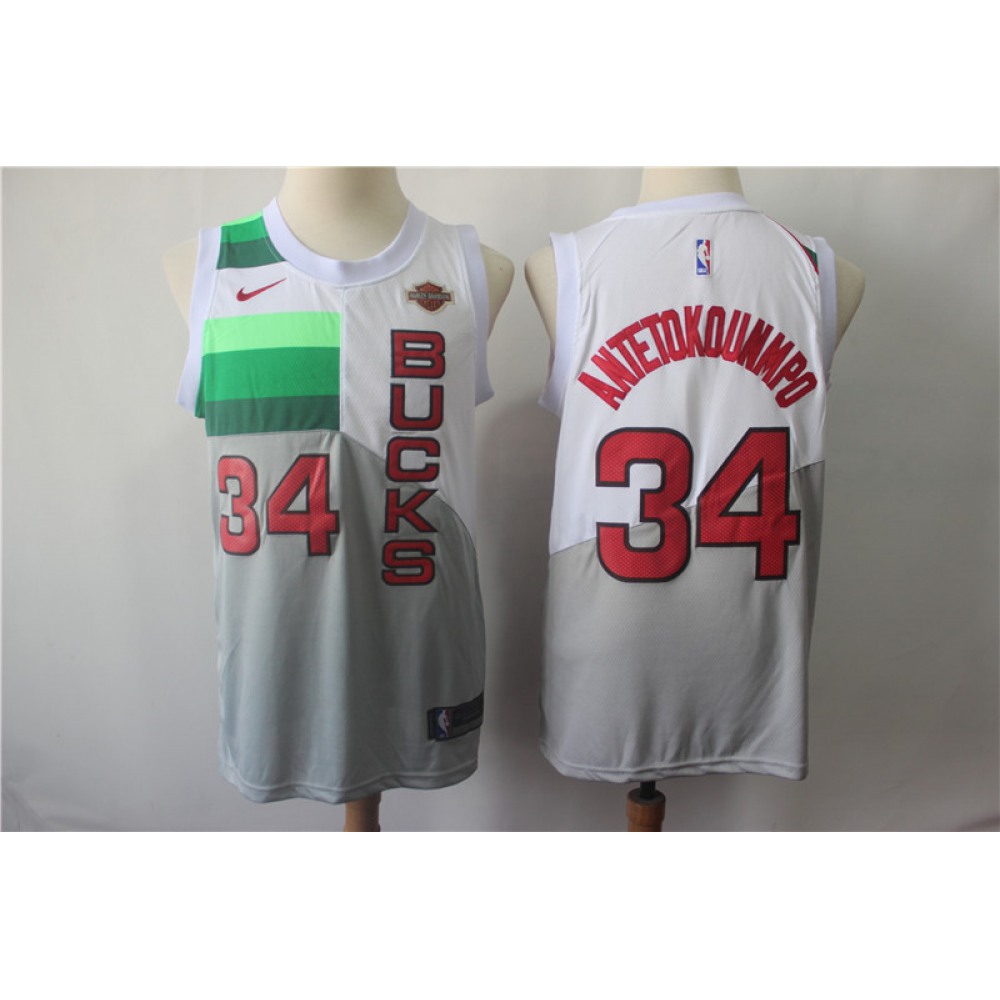 Professional Grade Men's Bucks #34 Giannis White Basketball Jersey