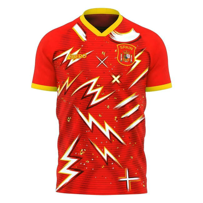 Womens New Breathable Spain Home Game Jersey