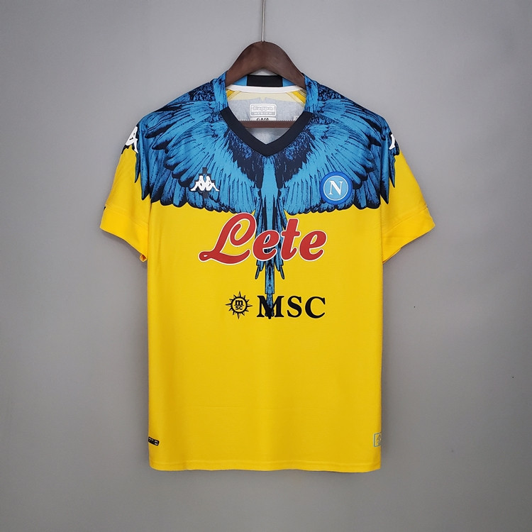 Premium Quality NAPOLI X MARCELO BURLON 2021 YELLOW SOCCER JERSEY