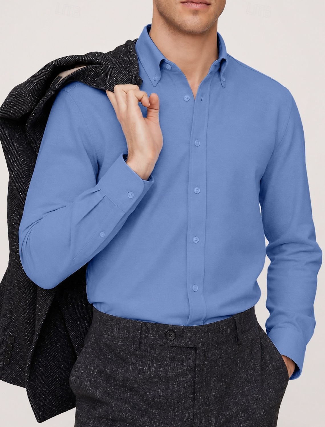 Men's Shirt Dress Shirt Button Down Shirt Daily Business Blue White Dark Blue Long Sleeve Turndown Spring Fall Clothing Apparel Classic