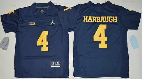 Men's Michigan UM Blue 2024 home jersey Jim Harbaugh #4 embroidered