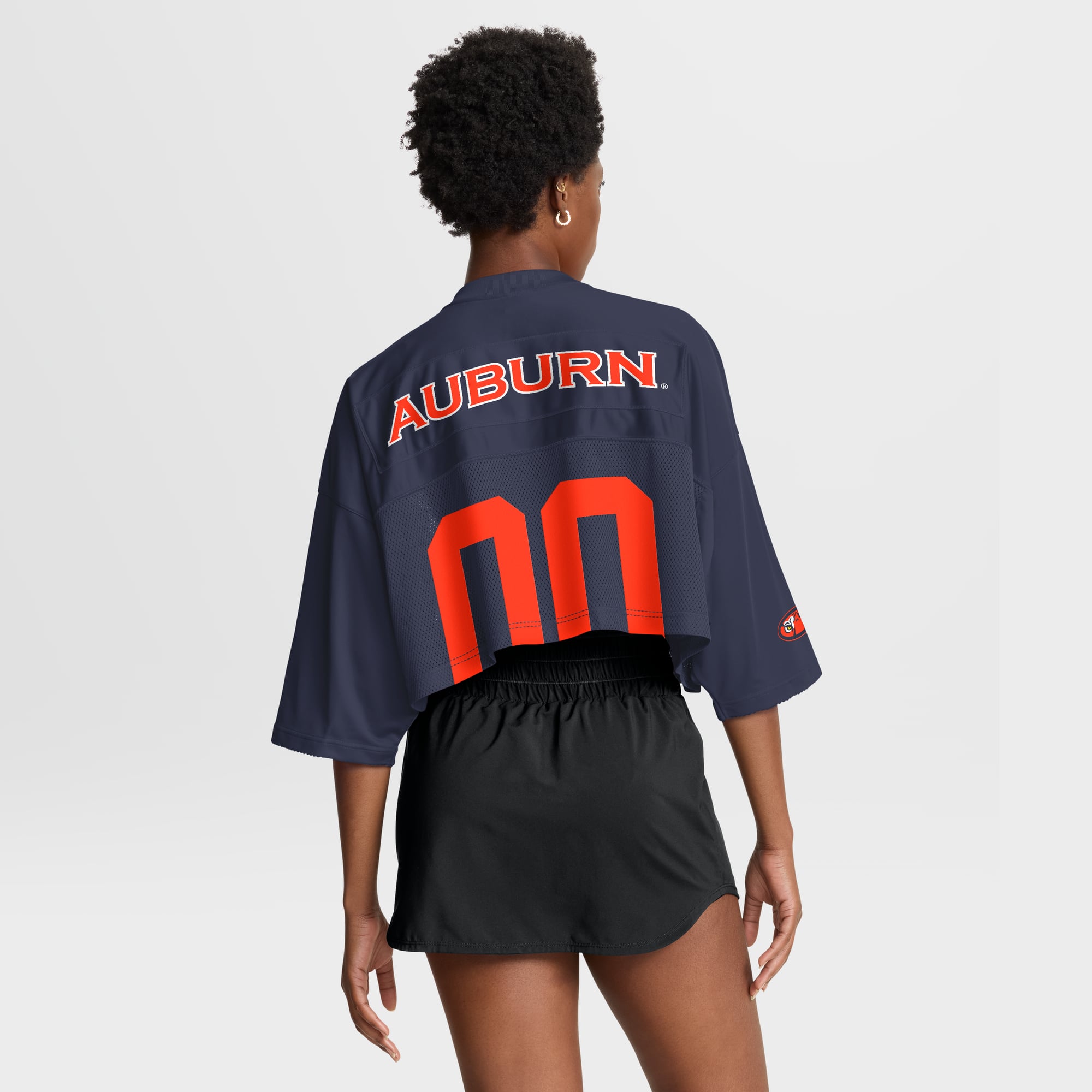 Auburn Tigers Nike Women's Cropped Mesh Dri-FIT Fashion Jersey - Navy