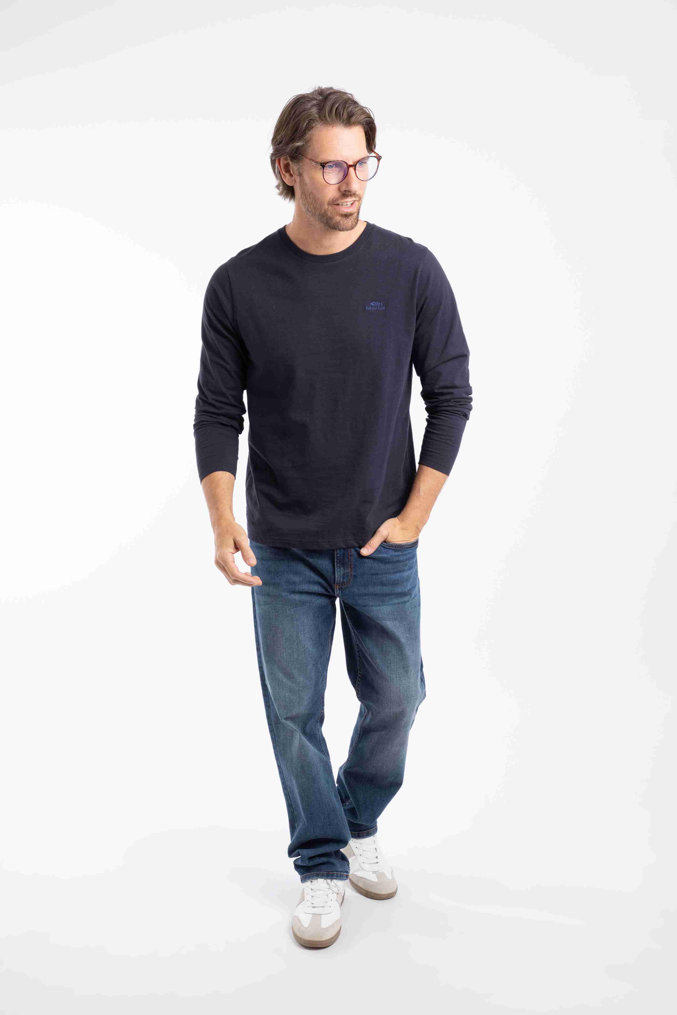 Fins Branded Long Sleeve T-Shirt Midnight