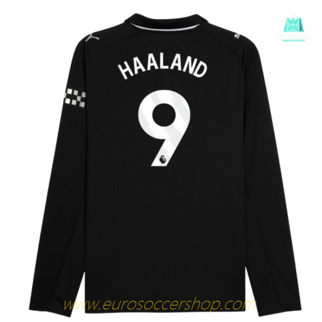 2025-2026 Man City Long Sleeve Away Shirt (Haaland 9)