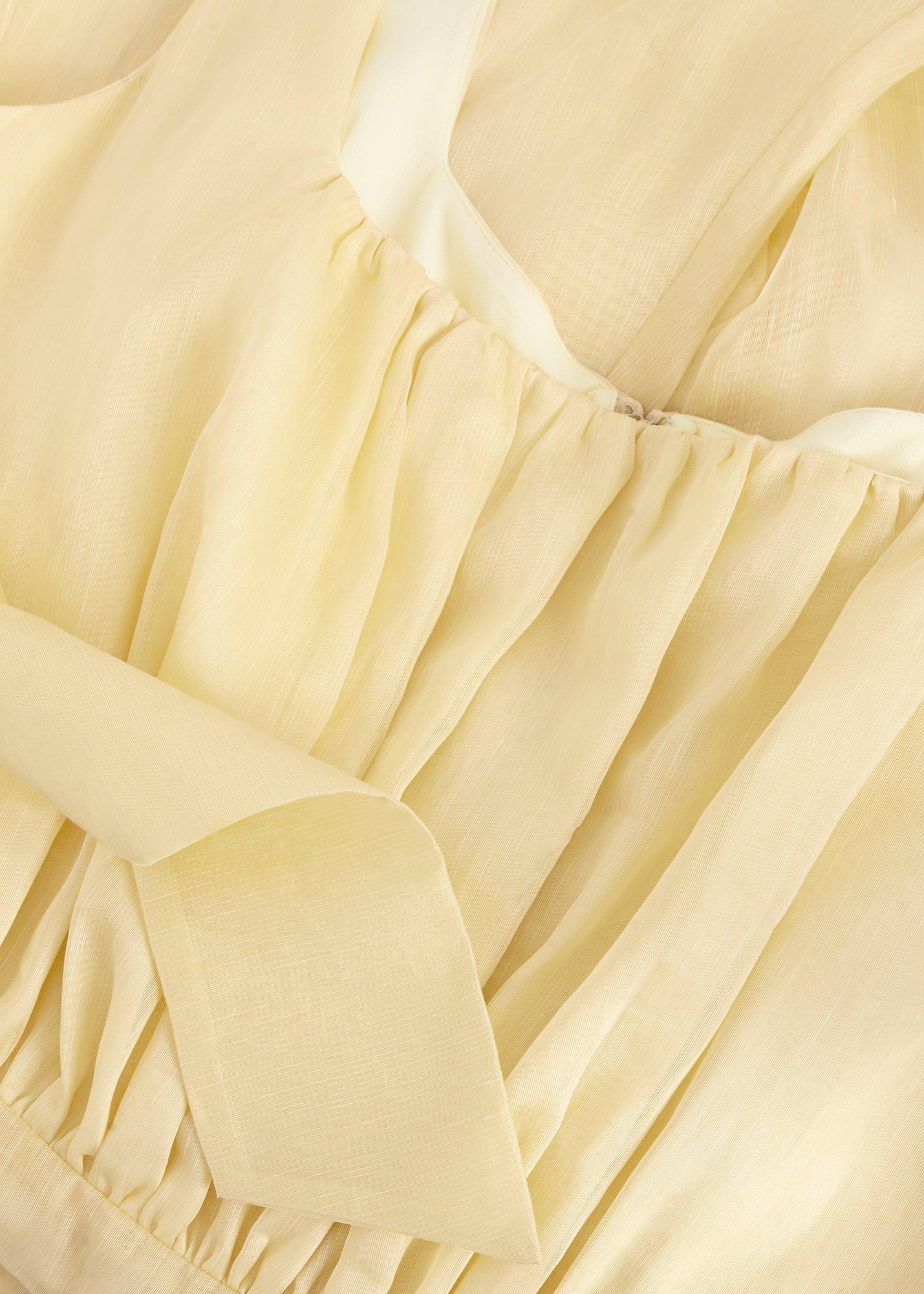 Zahira Pale Yellow Square Neck Midaxi Dress