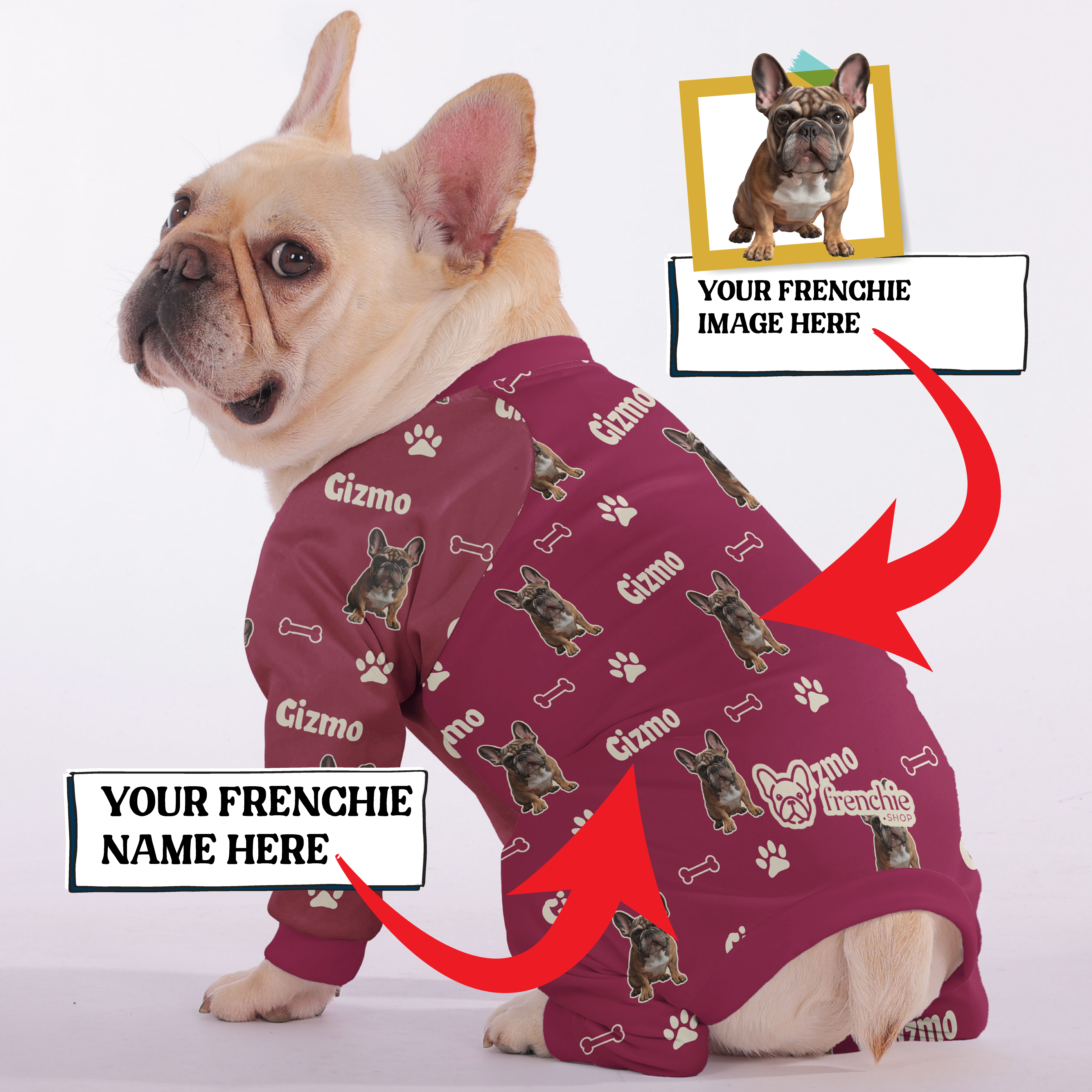 Frenchie-Fan Rosie - Personalized French Bulldog Pajamas With Your Fr...