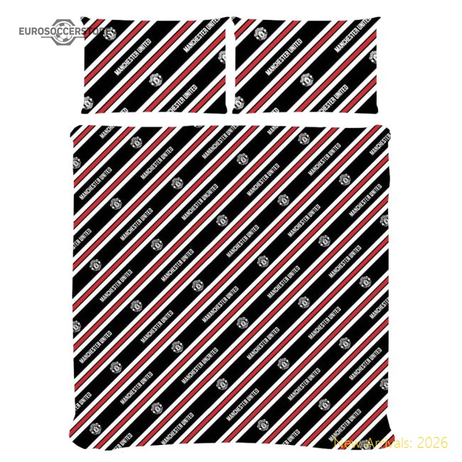Manchester United Fc Core Stripe Double Duvet Set - Unbeatable Value