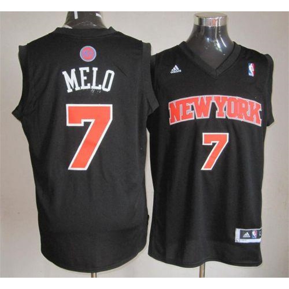 Knicks #7 Carmelo Anthony Black Melo Fashion Stitched NBA Jersey