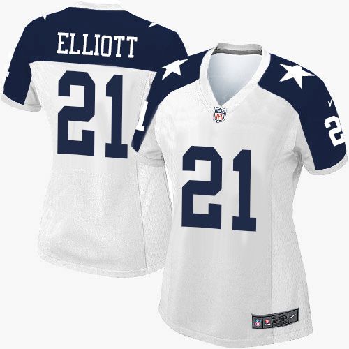 NFL DAL Cowboys Ezekiel Elliott #21 White Elite Game Jersey - Premium