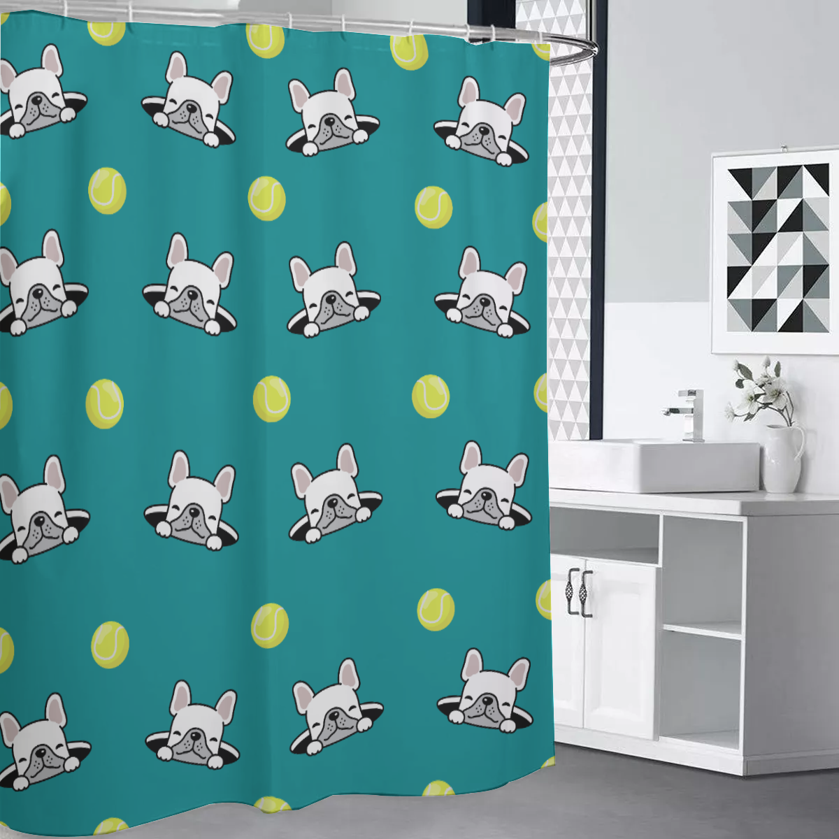 Frenchie-Fan Fashion-Forward Charlie - Shower Curtains as a Gift Stylish