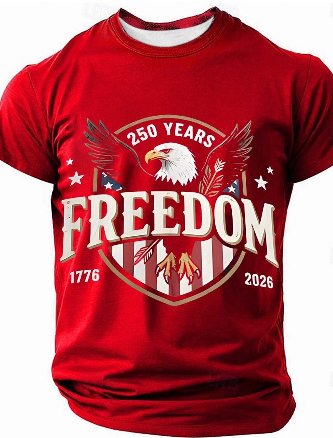 4th of July 2026 250th Memorial Day Men's 3D Print US Flag Crew Neck Short Sleeve T-Shirt Daily Street