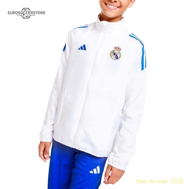 Popular 2025-2026 Real Madrid Eu Presentation Jacket (White) - Kids