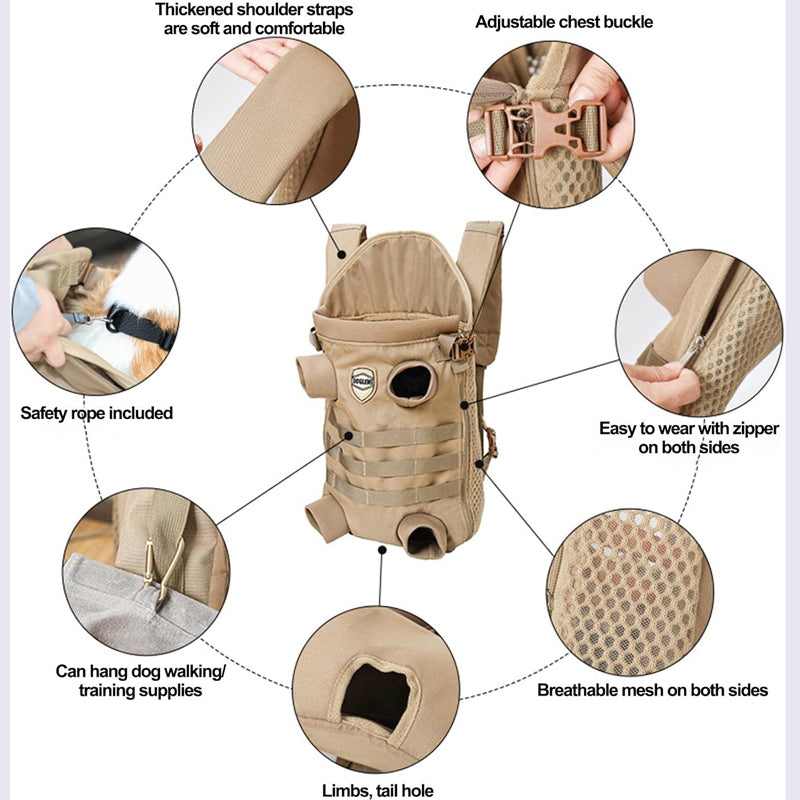 Bulldog Frenchie Backpack Breathable Pet Carrier Pet Gear