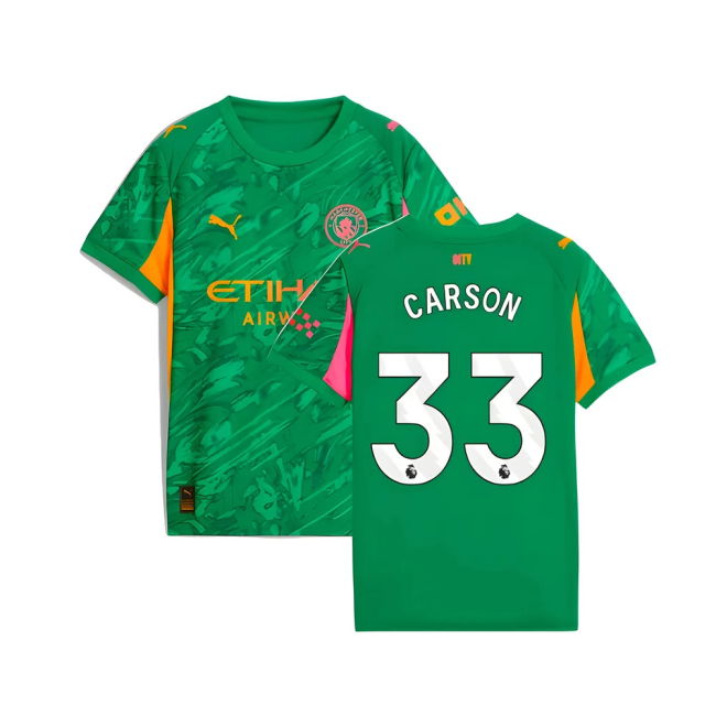 Man City Goalkeeper Jersey 2025-20 Carson 33 L M S Kids