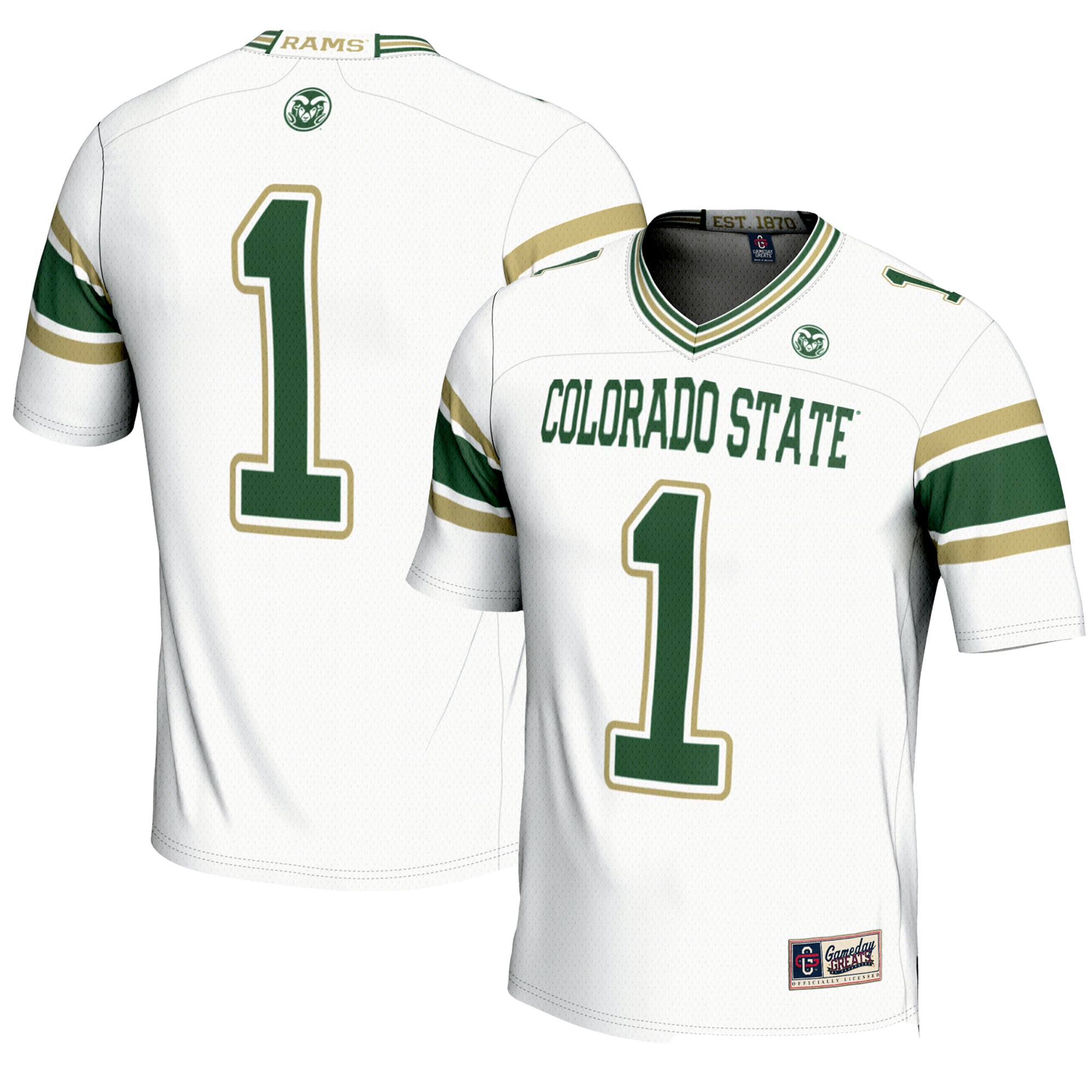 Men's #1 White Colorado State Rams Endzone Football Jersey