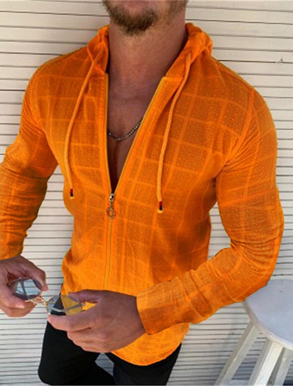 Men's Shirt Summer Shirt Beach Wear Casual Shirt Black White Yellow Red Green Long Sleeve Floral Hooded Vacation Casual Drawstring Clothing Apparel Fashion Casual Breathable Comfortable