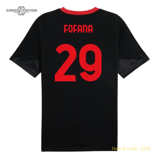 2025-2026 Milan Ac Training Jersey (Black) (Fofana 29) Fan Edition