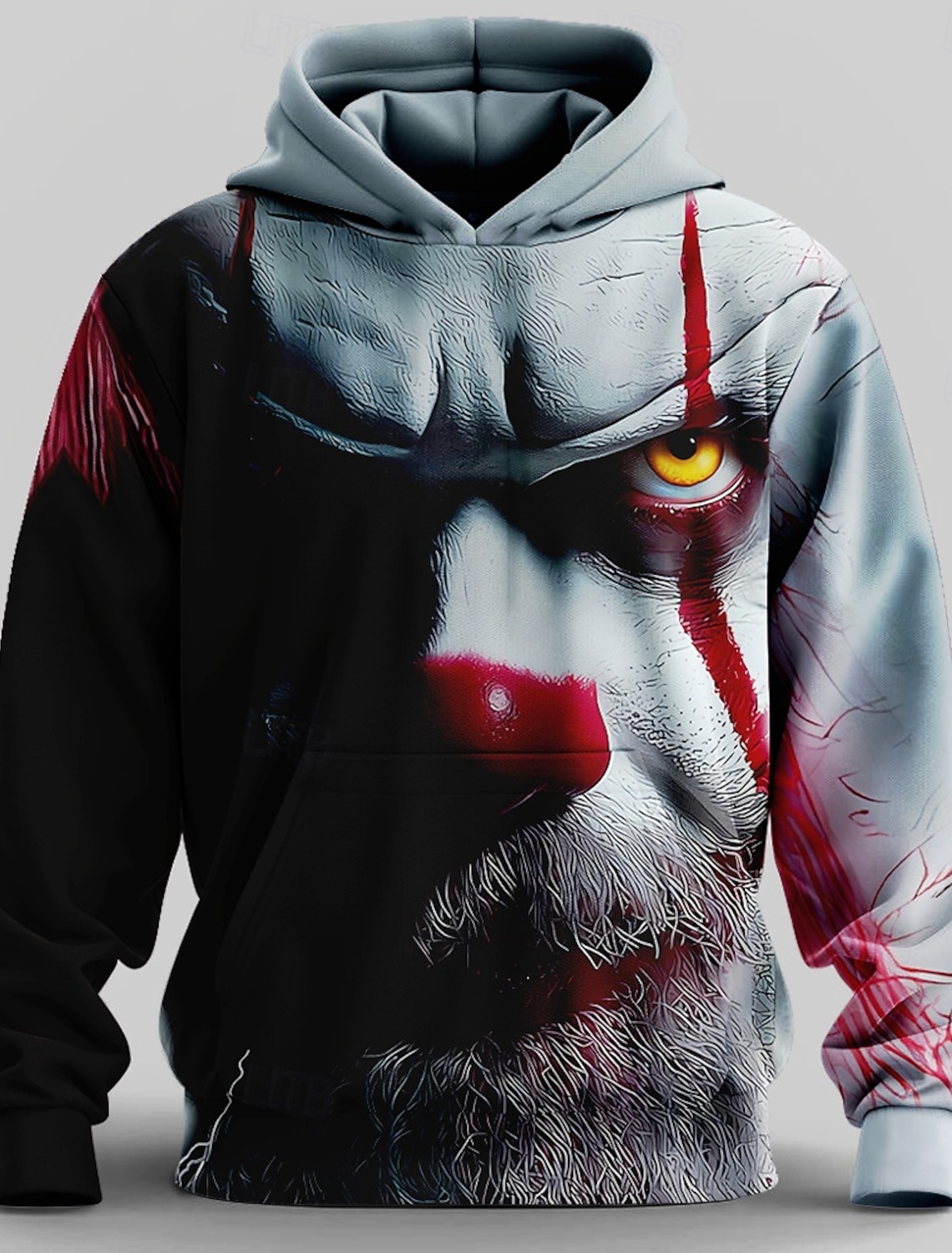 Men's Creepy Clown 3D Clown T Shirt Short Sleeve T shirt 3D Print Crew Neck Shirt Exaggerated Designer Horror Party Street Casual Red Black Gray Gray Summer Spring All Seasons Clothing Apparel S M L