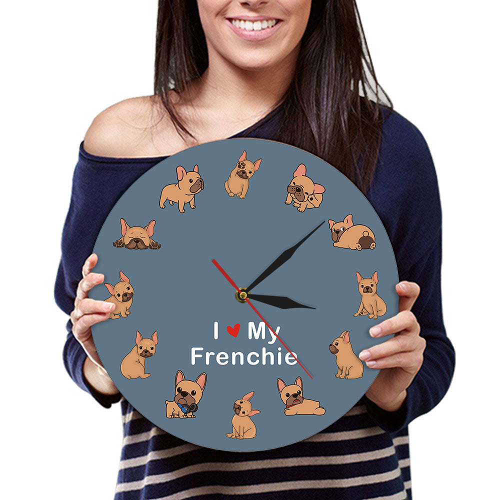 Love My Frenchie - Breed-specific Wall Clock Outdoor Use | Durable Build