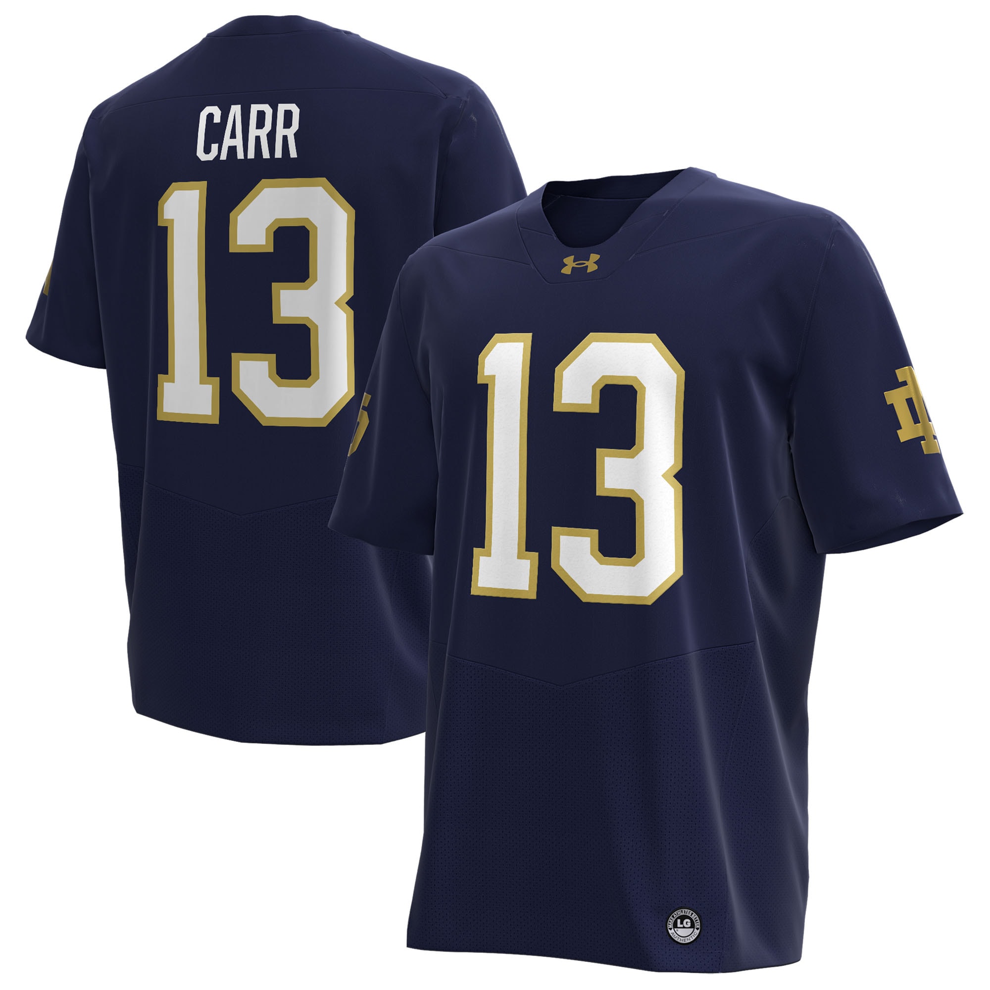 [NJP] CJ Carr Notre Dame Fighting Irish Home NIL Football Replica Jersey - Navy