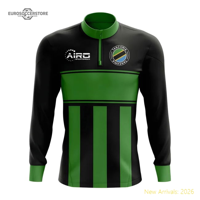 Tanzania Concept Football Half Zip Midlayer Top (black-green)
