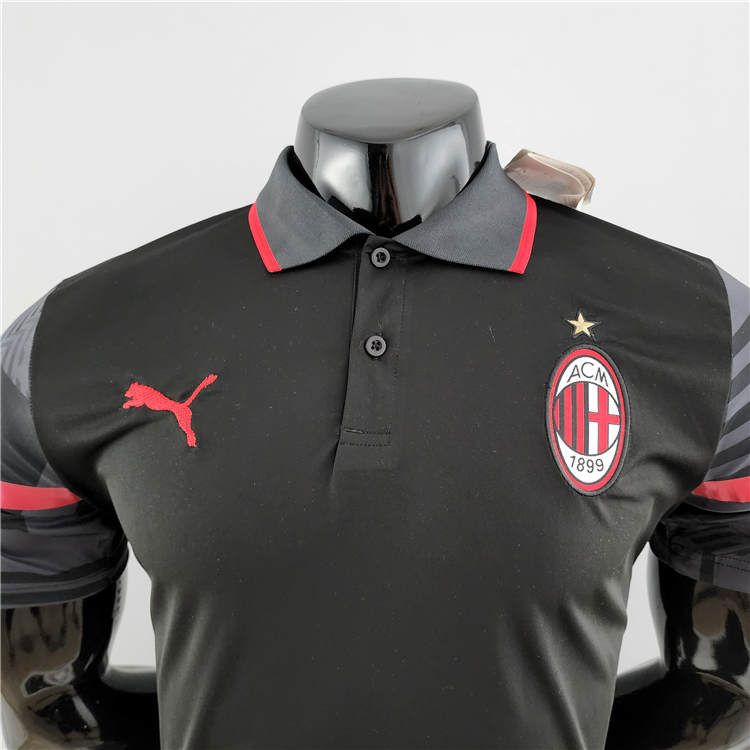 High Quality Premium Quick Dry AC Milan 2223 Black Polo Shirt