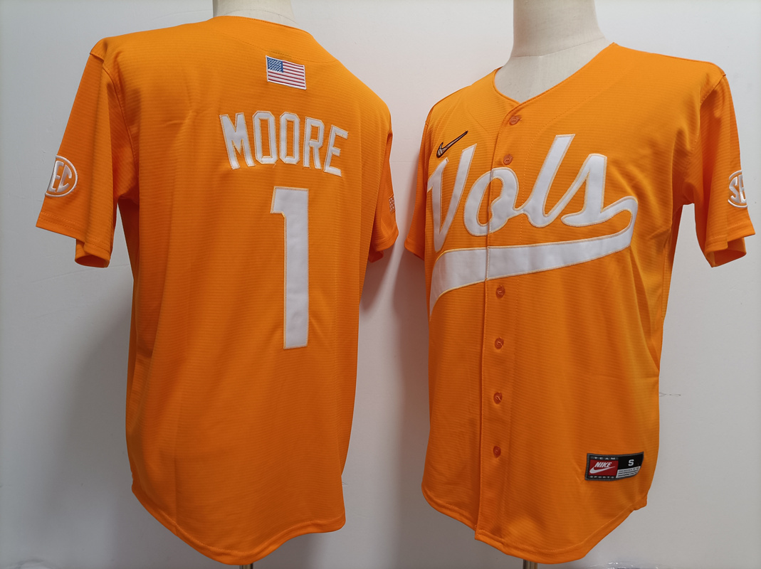 Men's None Christian Moore #1 official Orange 2024 comfortable Jersey