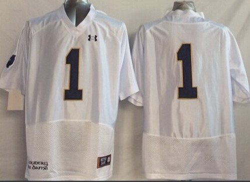 Men's Notre Dame ND #1 Greg Bryant White 2014 college football team