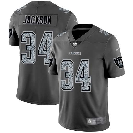 Authentic NFL Oakland Raiders #34 Bo Jackson Gray Fashion Jersey