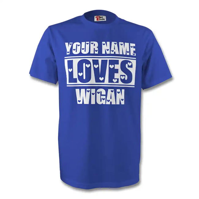 Your Name Loves Wigan T-shirt (blue)_582