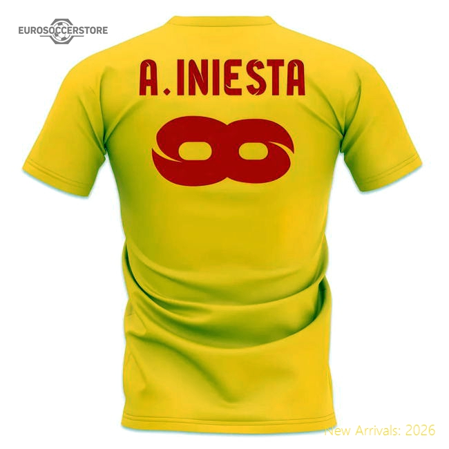 Professional-Grade Andres Iniesta Trophy Count T-Shirt (Yellow)