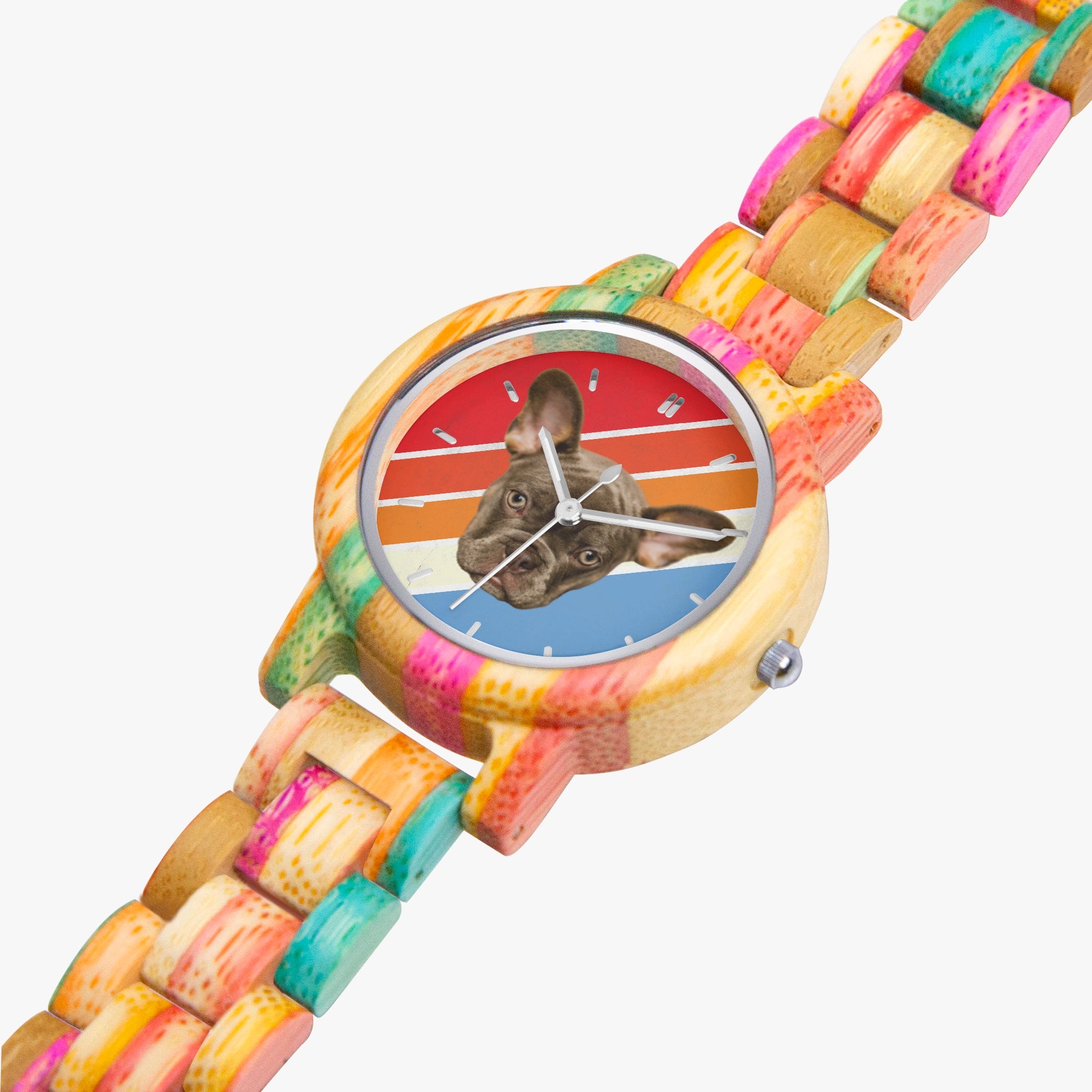French Bulldog Stormy Personalized Stylish Wooden Watch For Frenchie