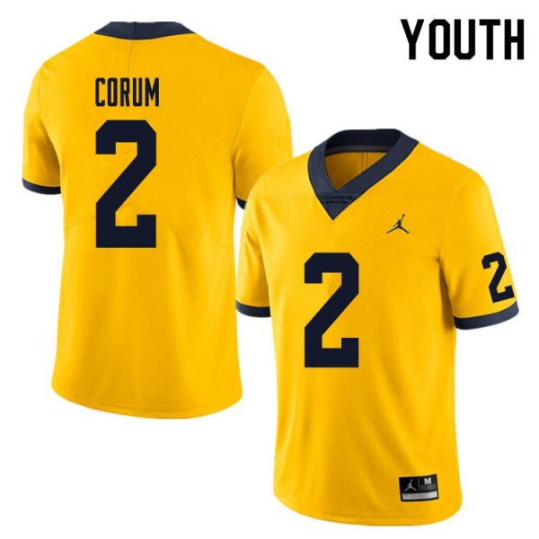 Mw Yellow #2 Jordan Youth Yellow Authentic Game Jersey Elite