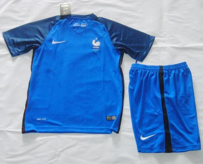 Authentic Kids France Euro 2016 Home Soccer KitShirtShorts