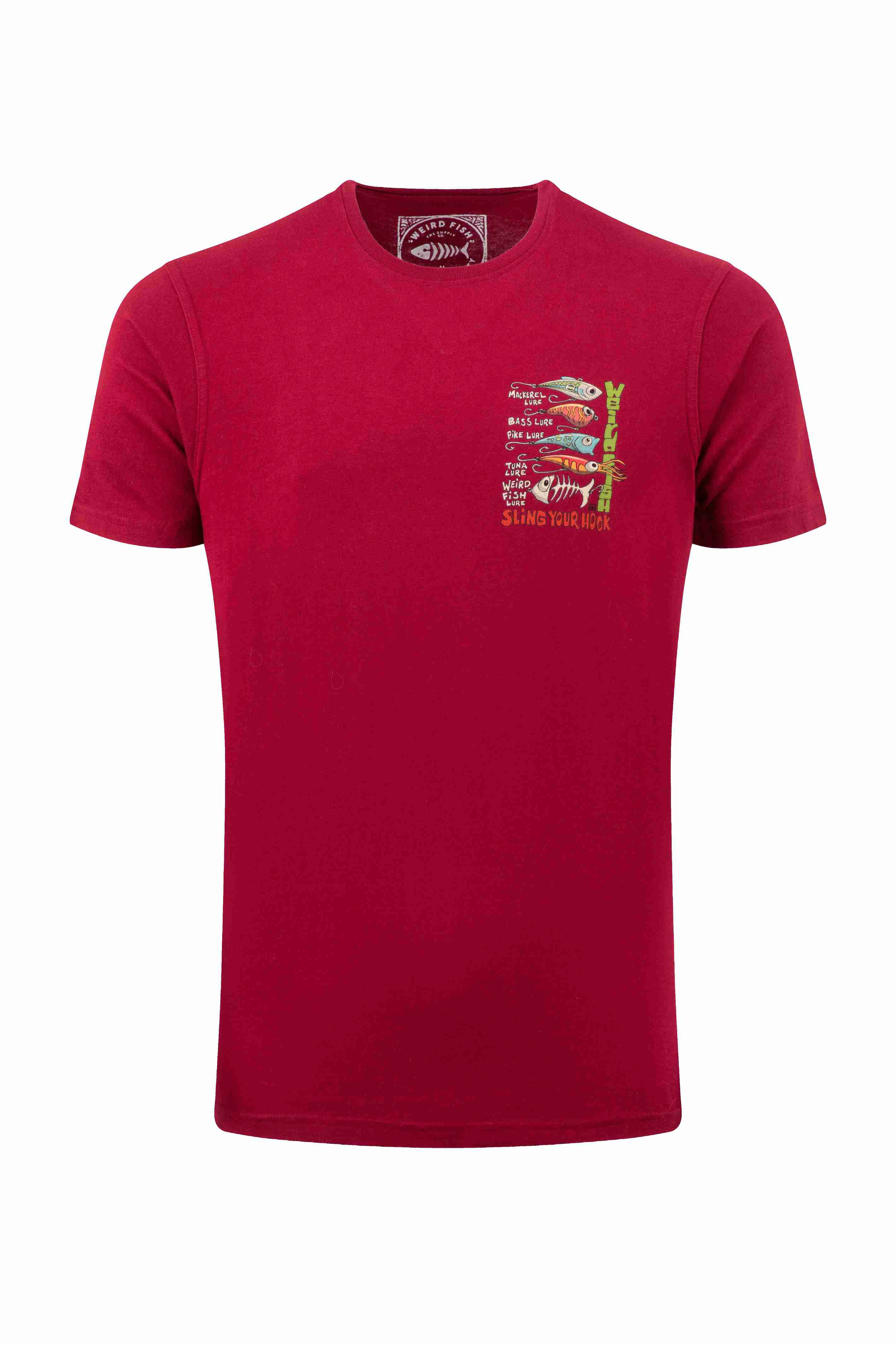 Sling Your Hook Back Print Artist T-Shirt Garnet