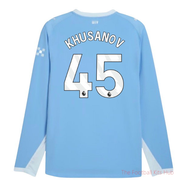 Man City 2026-2027 Long Sleeve Home Shirt (Khusanov 45)