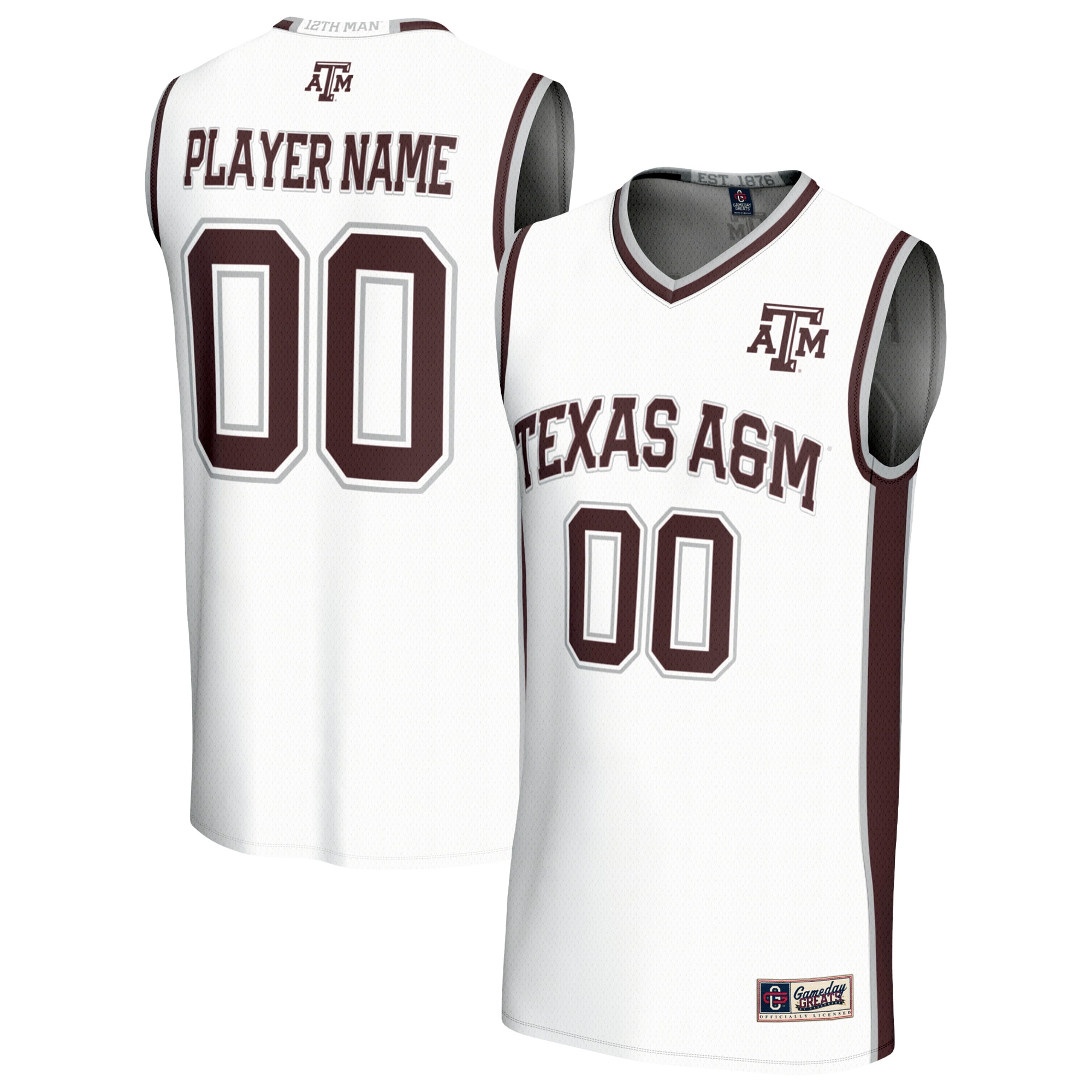 [NJP] Texas A&M Aggies GameDay Greats Youth Lightweight Collegiate Men's Basketball NIL Pick-A-Player Fashion Jersey - White
