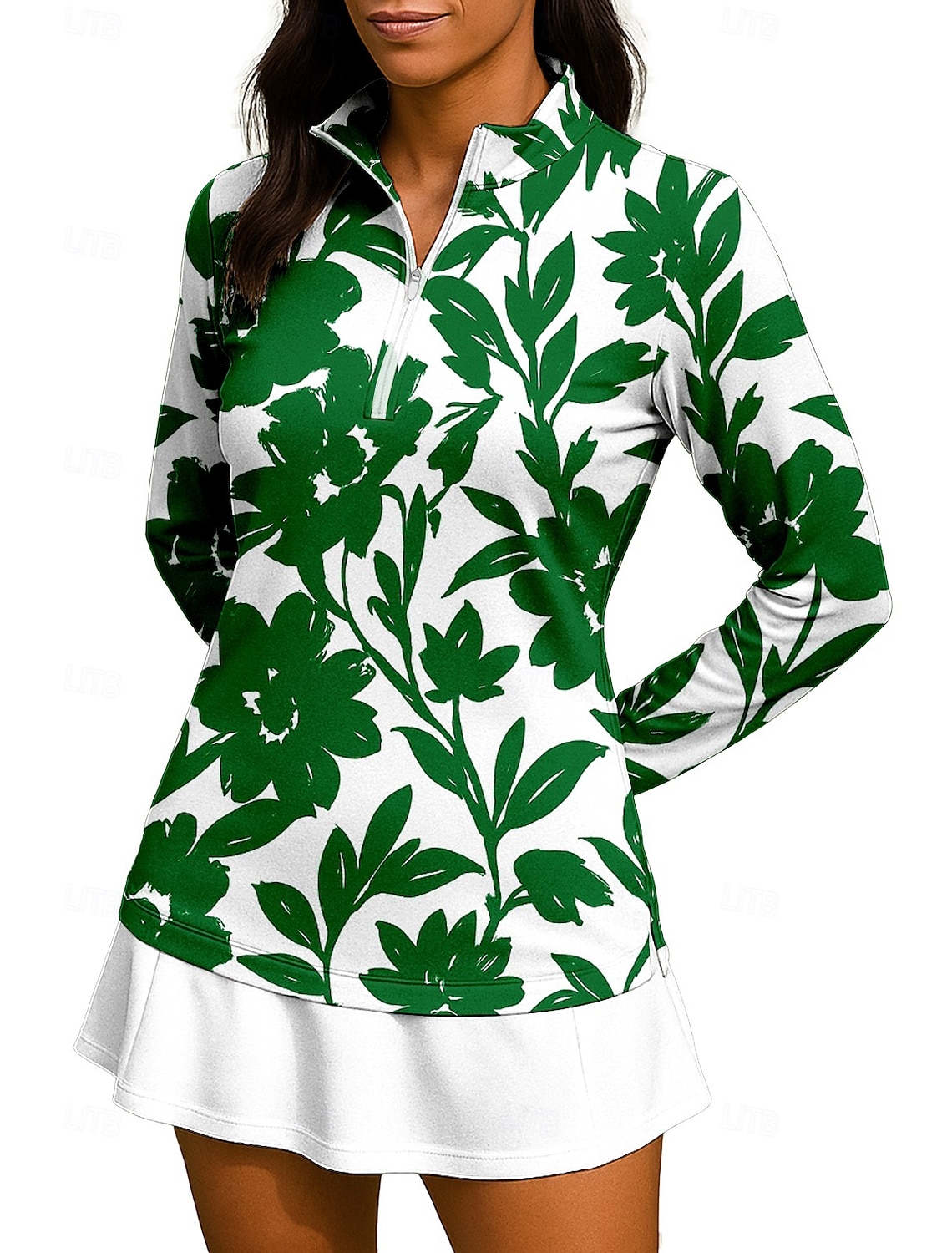 Women's Floral Shirt Sport Shirt Golf Polo Shirt Tennis Shirt Long Sleeve Zipper Floral UPF50+ UV Resistant High Elasticity Moisture Wicking Breathable Volleyball Tennis Golf Stand Collar Zip Collar