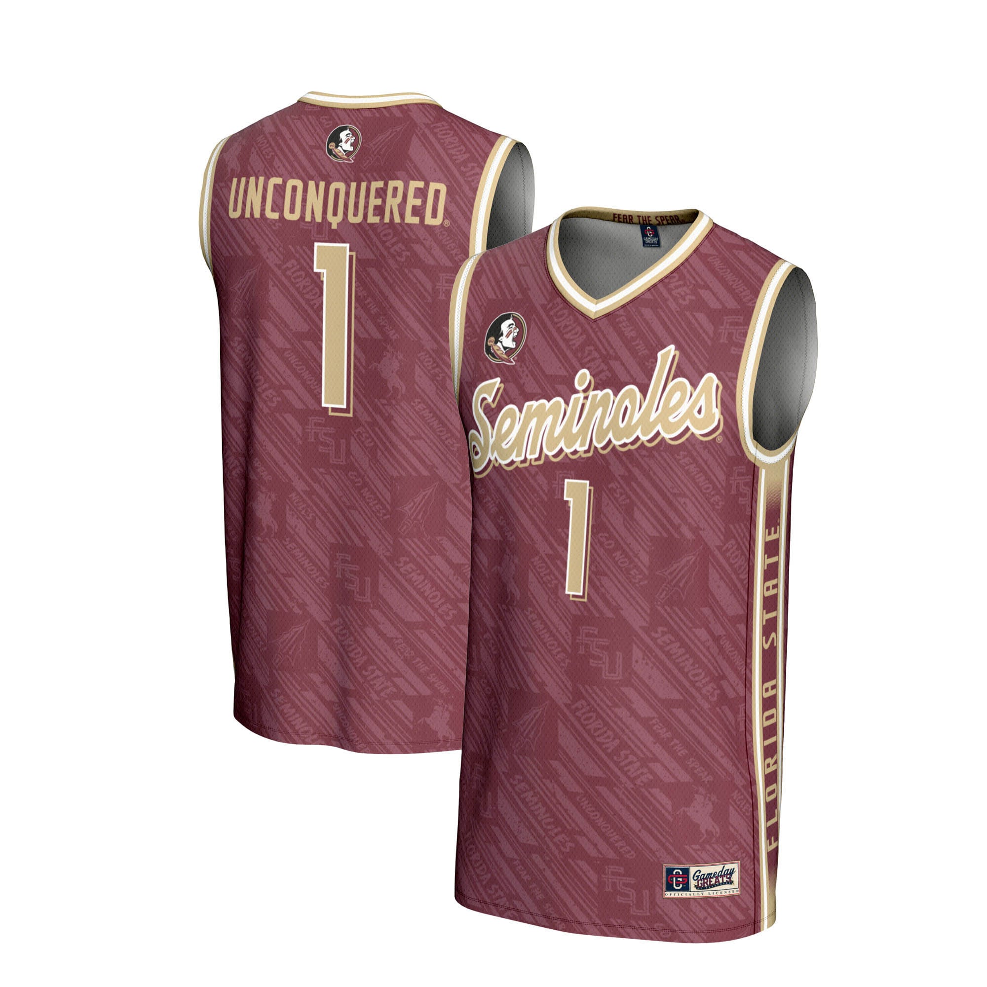 [NJP] Women's Florida State Seminoles GameDay Greats Lightweight Highlight Print Basketball Jersey - Garnet
