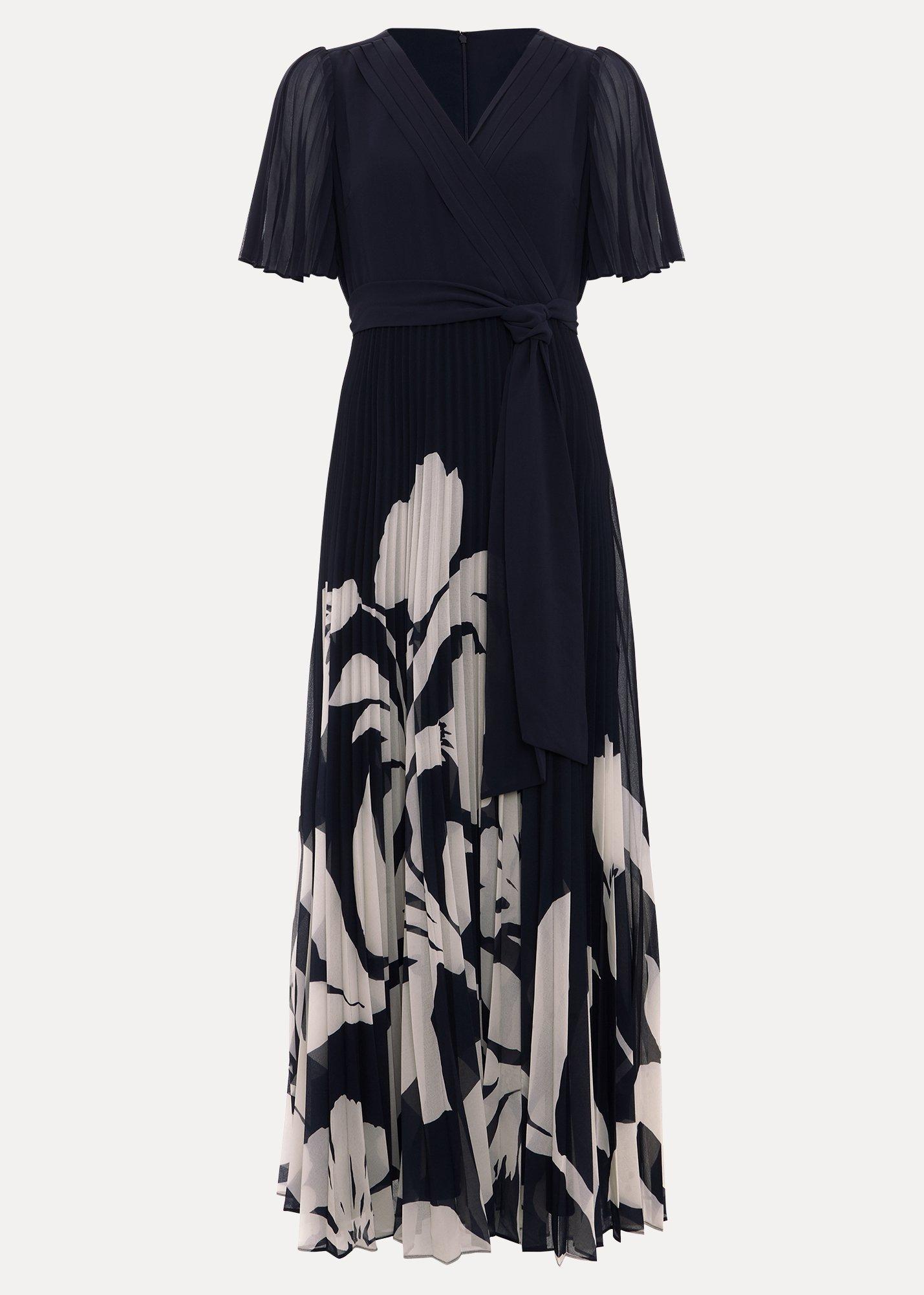 Petite Abigail Pleated Print Maxi Dress