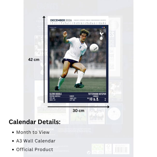 Calendar 2026 Tottenham Club Team Fan Jersey - Adults Version