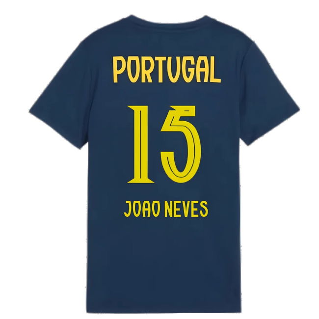 2025-2026 Portugal Casuals Tee (Persian Blue) - Kids (Joao Neves 15)