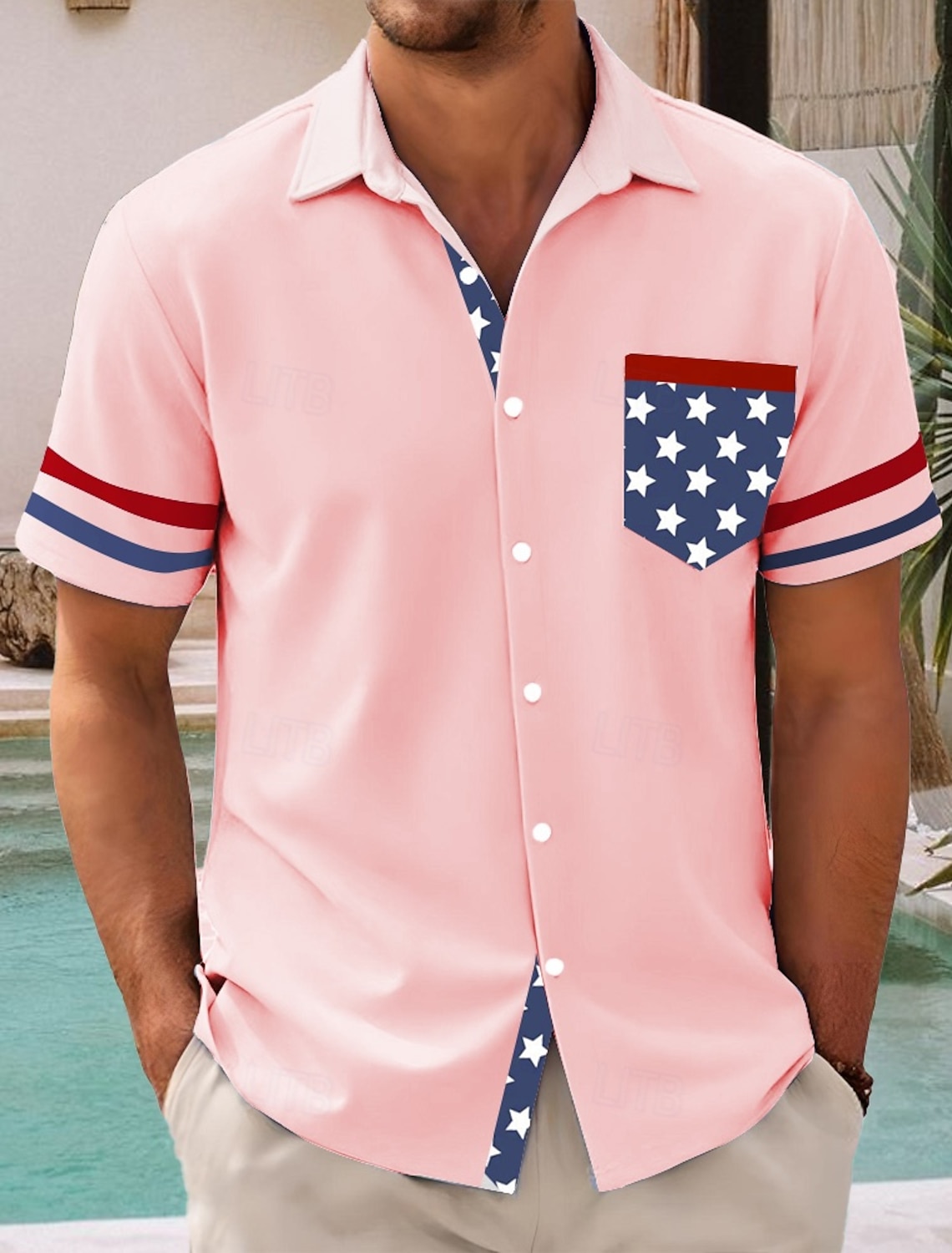 Independence Day Men's American US Flag Patriotic Fourth of July Shirt Summer Shirt Button Up Shirt Short Sleeve Fashion Casual Holiday Summer Spring Turndown 3D Print