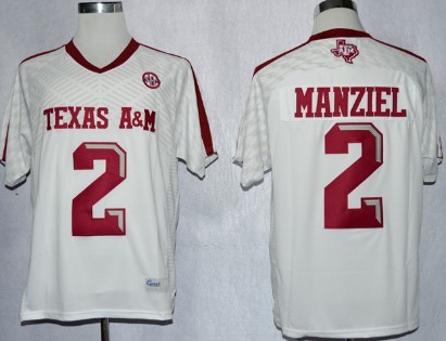 Men's None White 2013 match worn Johnny Manziel #2 moisture wicking